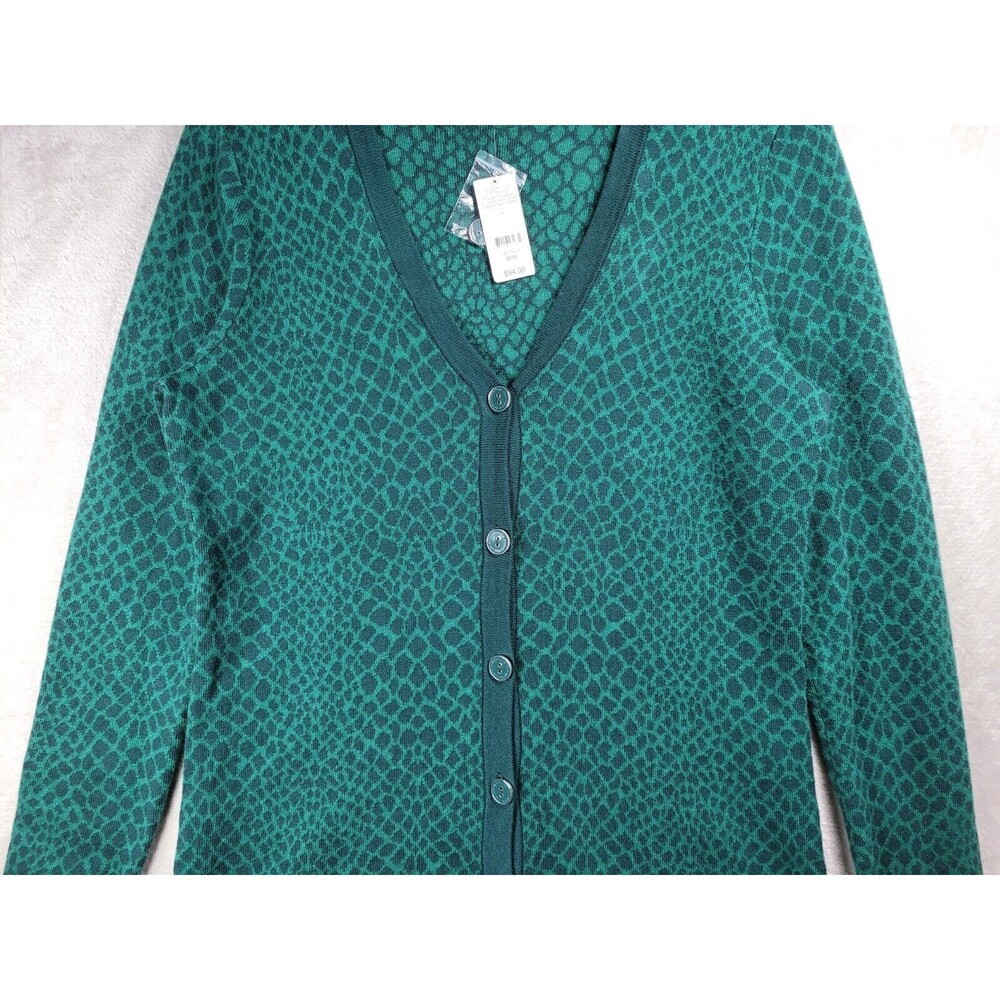 Isaac Mizrahi Live Cardigan Sweater Womens M Green Long Sleeve Animal Print - Picture 8 of 16